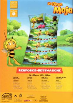 Bettwäsche Die Biene Maja mit Willi - Blumen - 135 x 200cm - Baumwolle - Renforcé